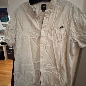 Vans Men's Stone/Offwhite Casual Button Down Shirt